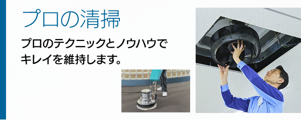 プロの清掃　プロのテクニックとノウハウでキレイを維持します。
